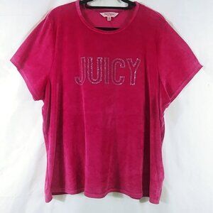 Juicy Couture Top Women's Pink Short Sleeve Shiney Graphics Soft Plus Size 2X